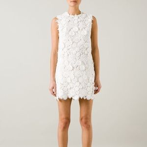 Valentino White Sleeveless Floral Cotton Mini Dres